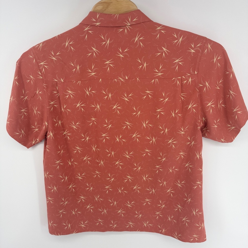 Nat Nast Mens Silk Camp Shirt Medium Terracotta Geometric Abstract Short Sleeve - Picture 3 of 6
